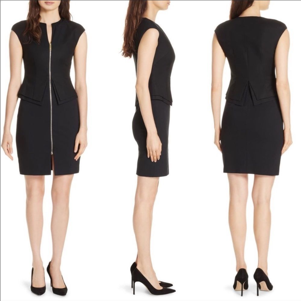 TED BAKER Structured Zip Peplum Dress - Picture 2 of 9